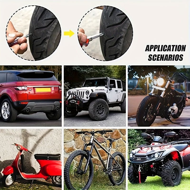 Quick Tire Repair Kit Rubber Plugs with Screwdriver for Tire Repair Compatible with Car Motorcycle Truck Electric Vehicle Scooter Bicycle Punctures - Image 5
