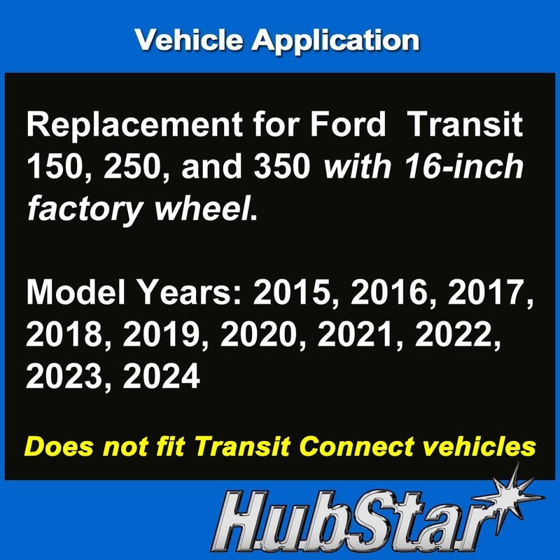 HubStar Hubcap Replacement for Ford Transit 150, 250, and 350: 2015-2024, 16-inch Wheel Cover (Silver, 1 Piece) - Image 5