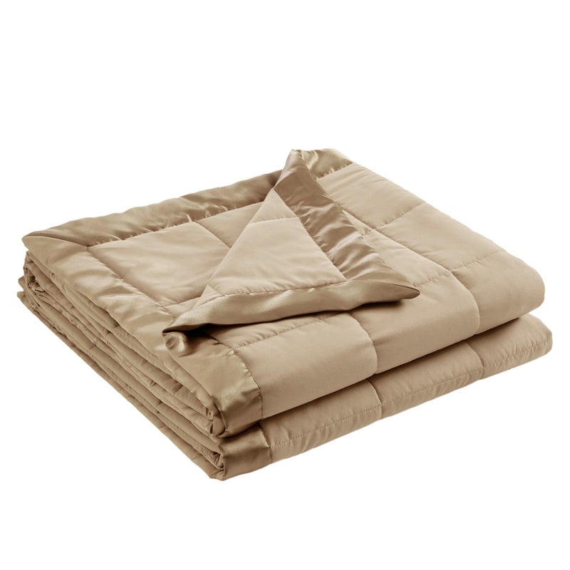 madison park Madison Park Windom Down Alternative Blanket Premium 3M Scotchgard Moisture Wicking Treatment Lightweight and Soft Bed Cover For All Season Satin Trim Brown King  - Image 1