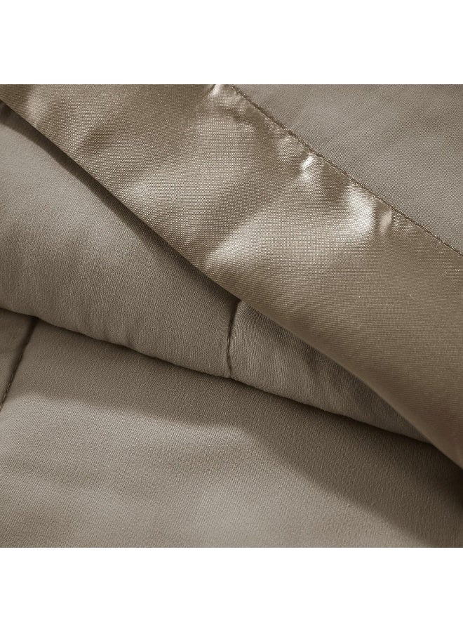 madison park Madison Park Windom Down Alternative Blanket Premium 3M Scotchgard Moisture Wicking Treatment Lightweight and Soft Bed Cover For All Season Satin Trim Brown King  - Image 2