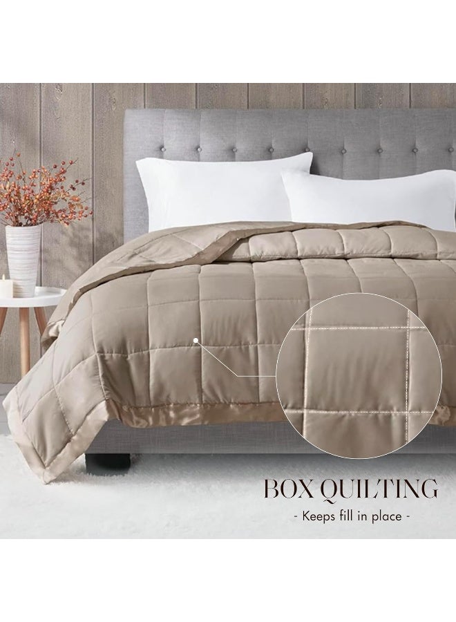 madison park Madison Park Windom Down Alternative Blanket Premium 3M Scotchgard Moisture Wicking Treatment Lightweight and Soft Bed Cover For All Season Satin Trim Brown King  - Image 5
