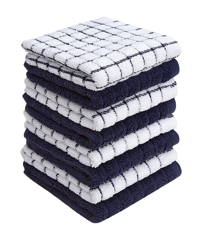 Bumble Towels Bumble Dish Cloths (8 Pack) | 12" x 12" | 100% Cotton Kitchen Towels | 405 GSM | Soft, Highly Absorbent & Durable Dish Towels for Kitchen | Navy - Image 1