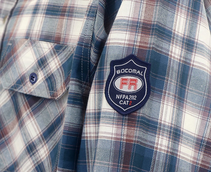 BOCOMAL FR Shirts for Men(Red/White) Flame Resistant/Fire Retardant Plaid Shirt 7oz Men's Welder Shirt - Image 5