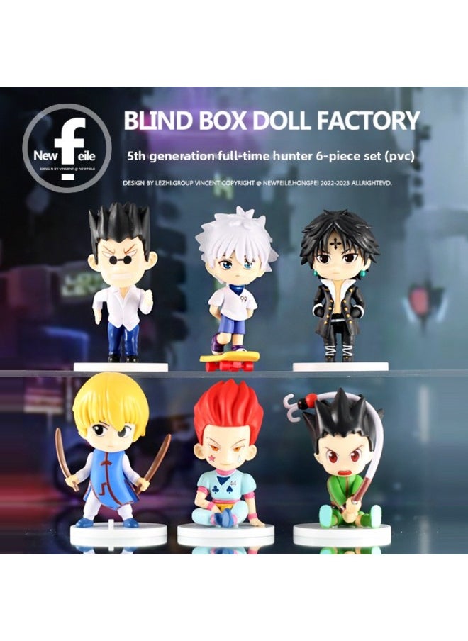 Full-time Hunter Hand-made Q Version Little Jiqi Xisuo Feitan Coola Leather Kama Qilei Ouli Decoration Doll-Color:Doudou Eye Full-time Hunter 6-Piece Set (PVC)  - Image 2