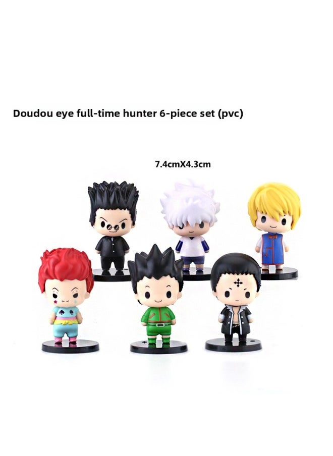 Full-time Hunter Hand-made Q Version Little Jiqi Xisuo Feitan Coola Leather Kama Qilei Ouli Decoration Doll-Color:Doudou Eye Full-time Hunter 6-Piece Set (PVC)  - Image 1
