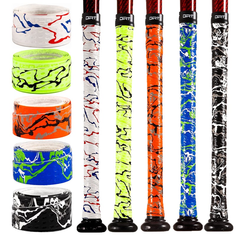 INSUM 5 Pack Baseball Bat Grip Tapes,1.1mm Softball Bat Wrap Tapes, Mixed Colors - Image 1
