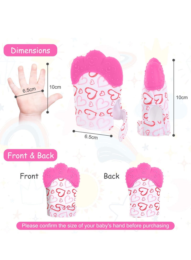 بيبي لاند مجموعة مكونة من قطعتين من قفازات التسنين للأطفال، تتضمن قفازين من السيليكون، قفاز تسنين، قفاز لتخفيف آلام الأطفال الرضع (وردي أحمر) - Image 2