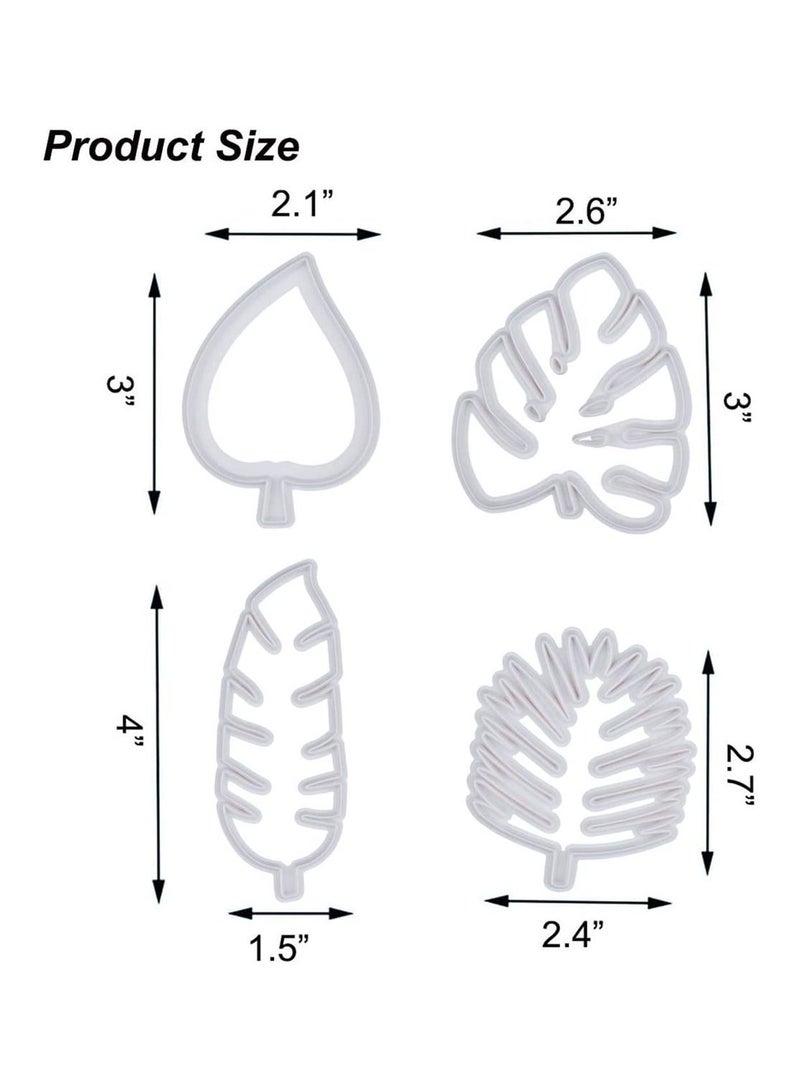 SYOSI 4 Pcs Tropical Palm Leaves Cookie Mold Flowers Fondant Leaf Cookie Cutter for Gum Paste, Sugarcraft Candy, Cake Decorating - Image 3