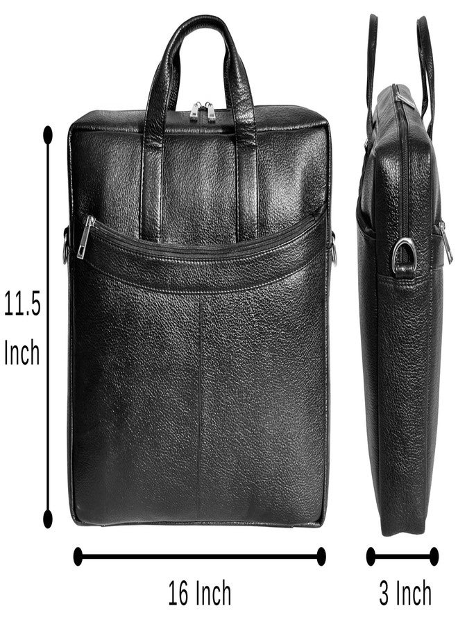 RUSTIC TOWN Premium Leather Laptop Bag for Men - Elegant 15.6 Inch Brown Shoulder Messenger Bag (Grease Black) - Image 2