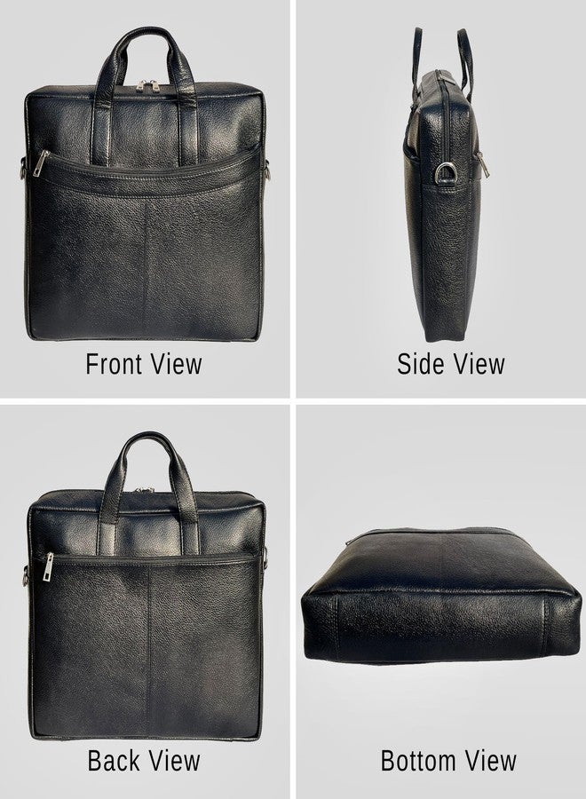 RUSTIC TOWN Premium Leather Laptop Bag for Men - Elegant 15.6 Inch Brown Shoulder Messenger Bag (Grease Black) - Image 5