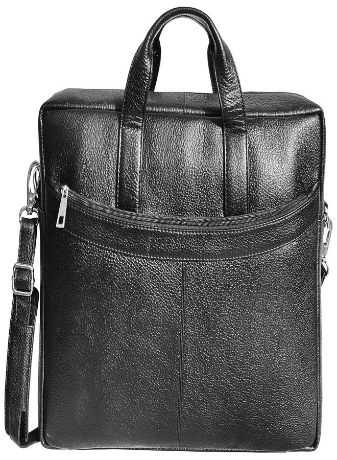 RUSTIC TOWN Premium Leather Laptop Bag for Men - Elegant 15.6 Inch Brown Shoulder Messenger Bag (Grease Black) - Image 1
