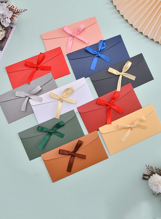Loquat 10-Piece Vintage Colourful Kraft Bow Tie Paper Envelopes Kraft Paper Envelopes Invitation Envelopes Budget Envelopes - Image 1
