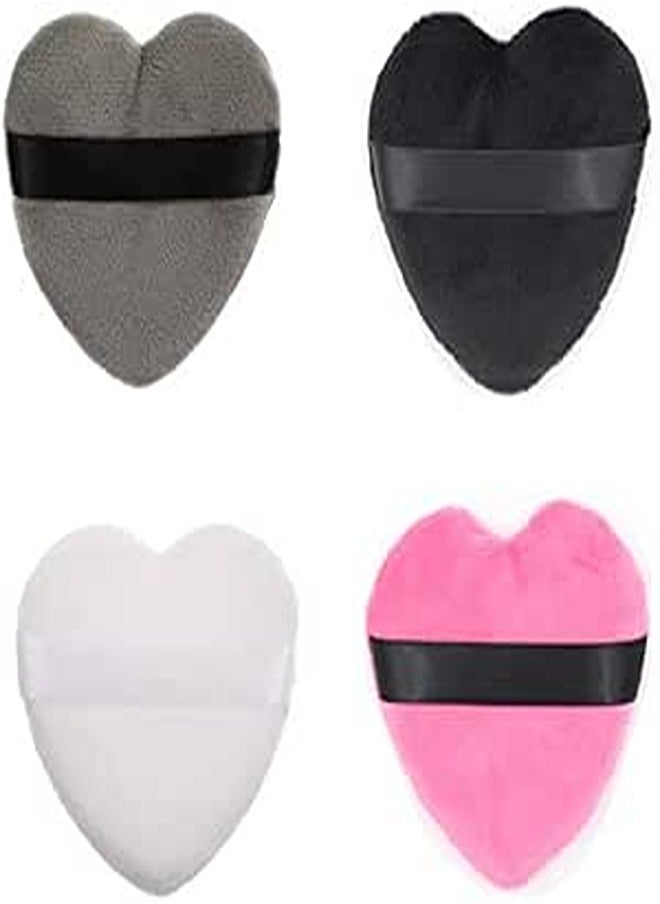Wresty - 4 Pcs Cotton Powder Puff Heart Shape Makeup Puff With Strap Sponges Blender Cleanser Face Powder Puff Makeup Tool (small) - Image 1