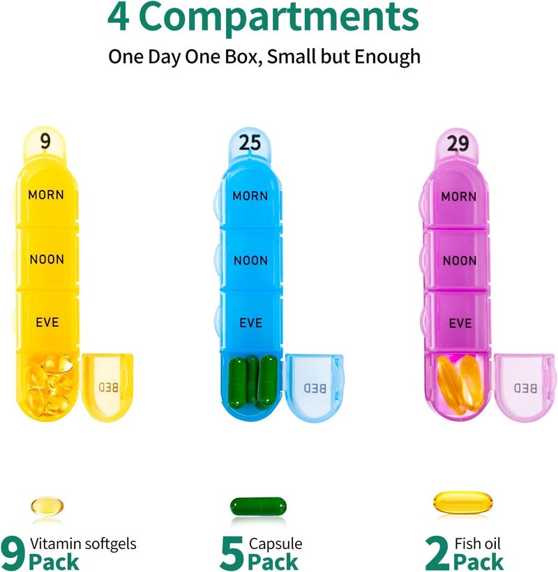 Daviky Monthly Pill Organizer 4 Times a Day, 30 Day Pill Organizer with Daily Pill Box Organizer, One Month Medicine Pill Case, 31 Day Pill Container Pill Holder to Hold Supplement and Medication - Image 3