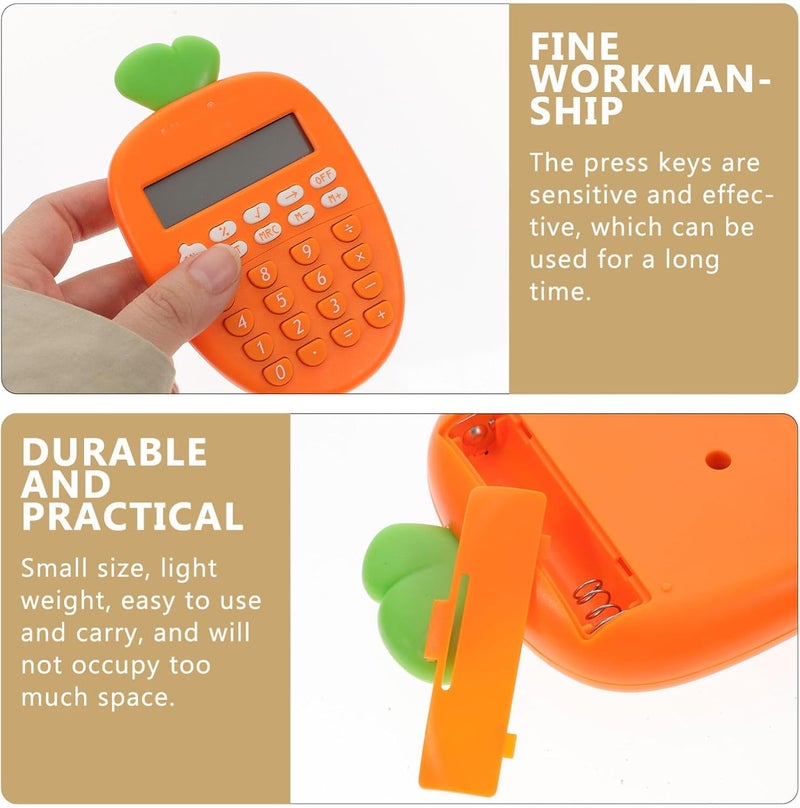 DOITOOL 2pcs Carrot Shape Mini Calculators Portable 12-Digit Plastic Basic Calculators for Students School and Office Use - Image 3