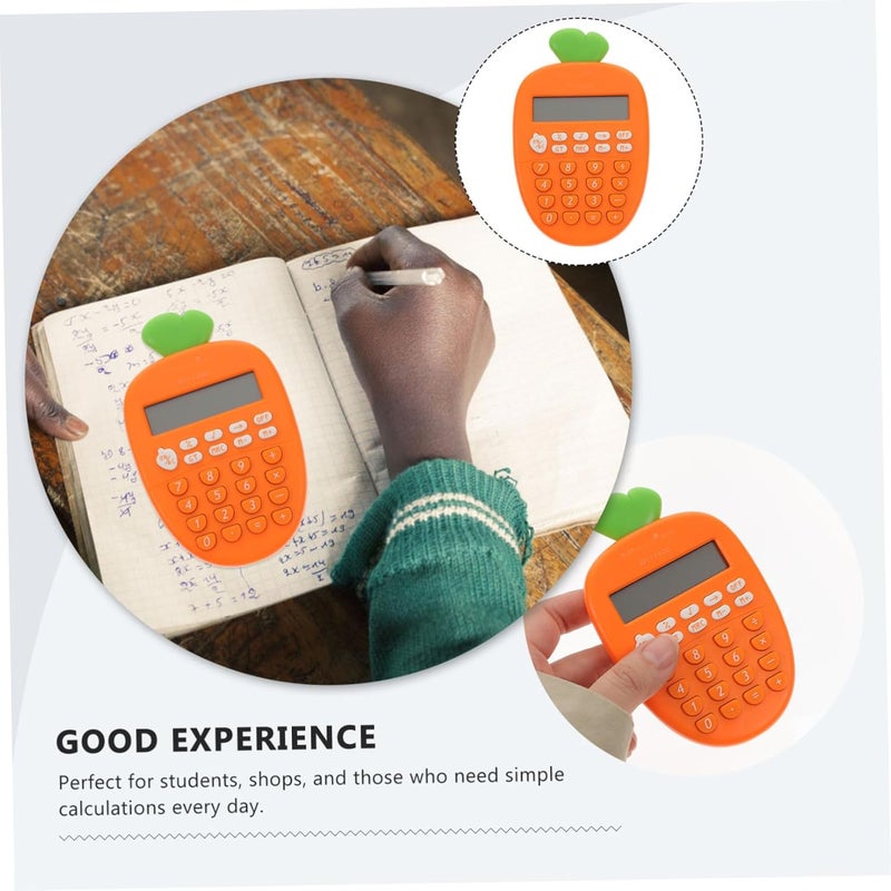 DOITOOL 2pcs Carrot Shape Mini Calculators Portable 12-Digit Plastic Basic Calculators for Students School and Office Use - Image 4