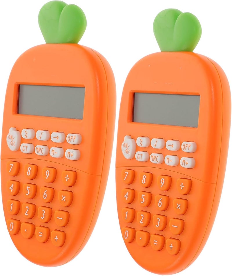 DOITOOL 2pcs Carrot Shape Mini Calculators Portable 12-Digit Plastic Basic Calculators for Students School and Office Use - Image 1