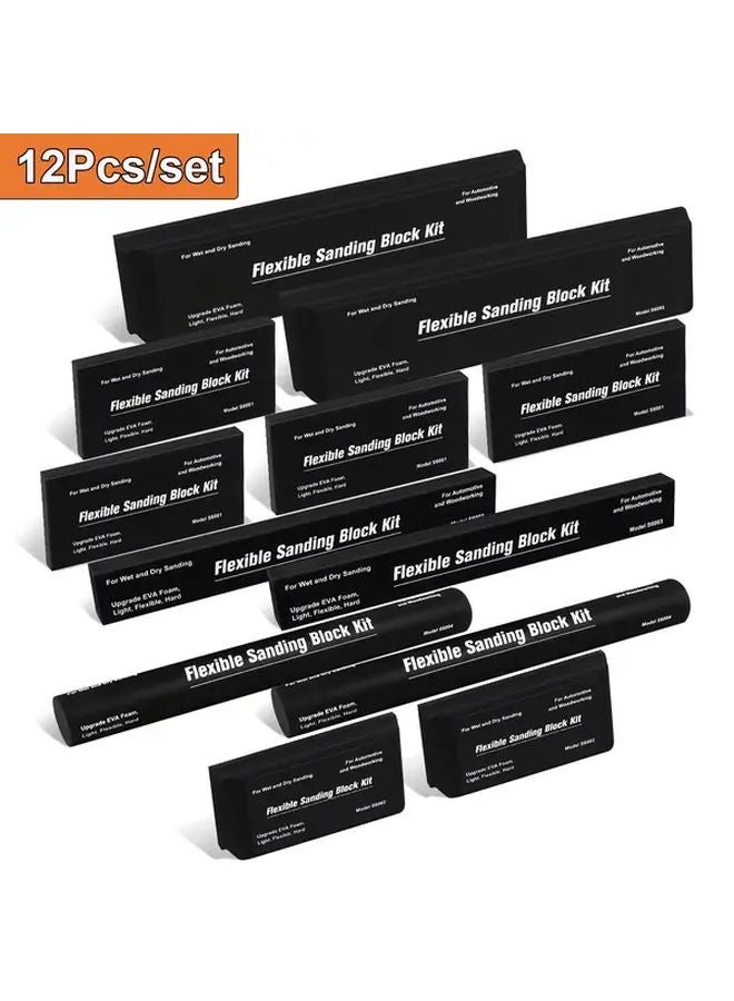 12 قطعة مجموعة كتلة سنفرة الإيفا المرنة لسيارة هيكل السيارة الرطب أو الجاف - Image 2