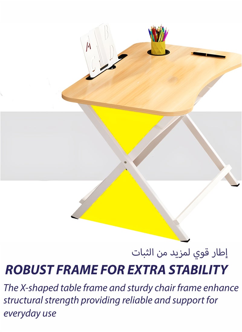 Toshionics Foldable Kids Table and Chair Set 60cm Children’s Toddlers Furniture Activity Playroom Craft Study Table Set Lightweight Compact Folding Portable Learning Table and Chair Set for Kids Boys and Girls  - Image 3
