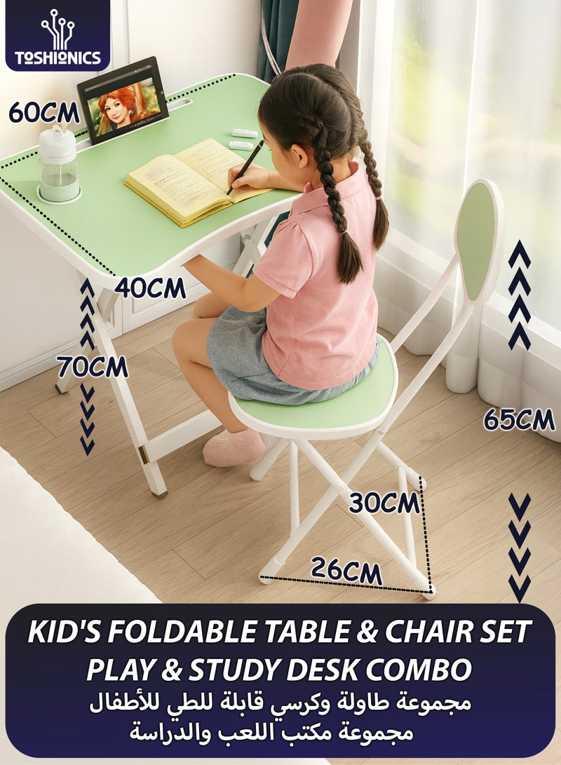 توشيونيكس مجموعة طاولة وكرسي قابلة للطي للأطفال 60 سم، أثاث للأطفال الصغار، غرفة اللعب، مجموعة طاولة دراسة حرفية، خفيفة الوزن، قابلة للطي، محمولة، مجموعة طاولة وكرسي تعلم للأطفال الأولاد والبنات - Image 1