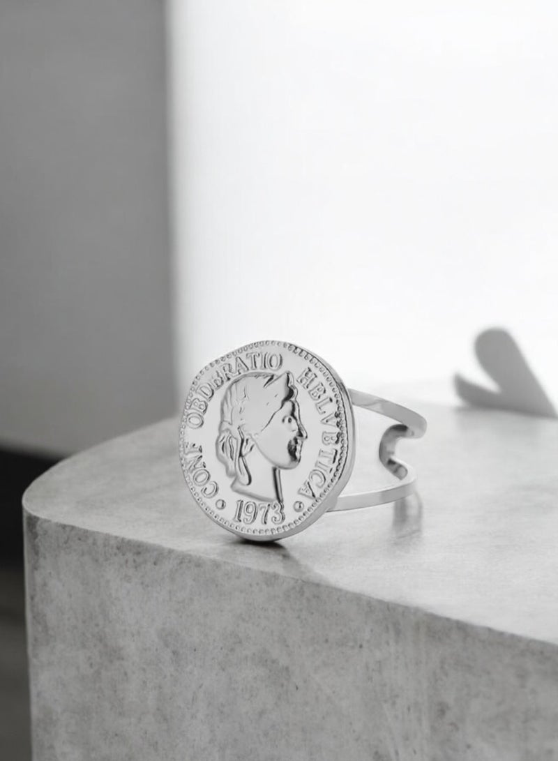 Equal Silver Stainless Steel Elegant And Modern Ring For Women One Size - Image 2