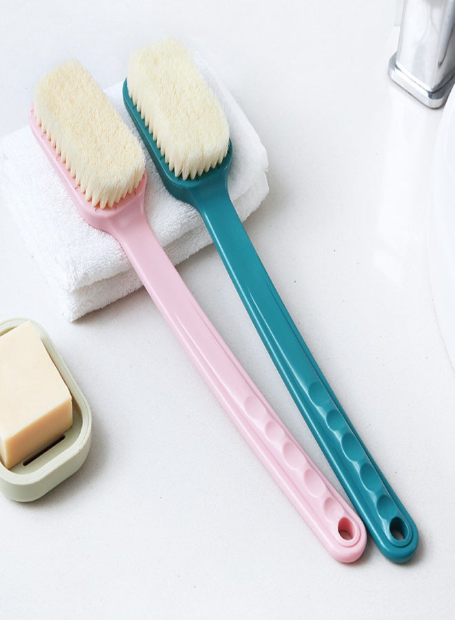 Bath Body Brush with Long Handle Body Shower Brush Exfoliating Back Scrubber Wet or Dry Brushing Double-sided Blue - Image 4