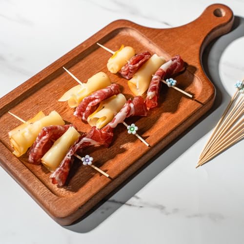 PuTwo Cocktail Picks Handmade Bamboo Toothpicks 100pcs 4.7” in Multicolor Flower - Image 2