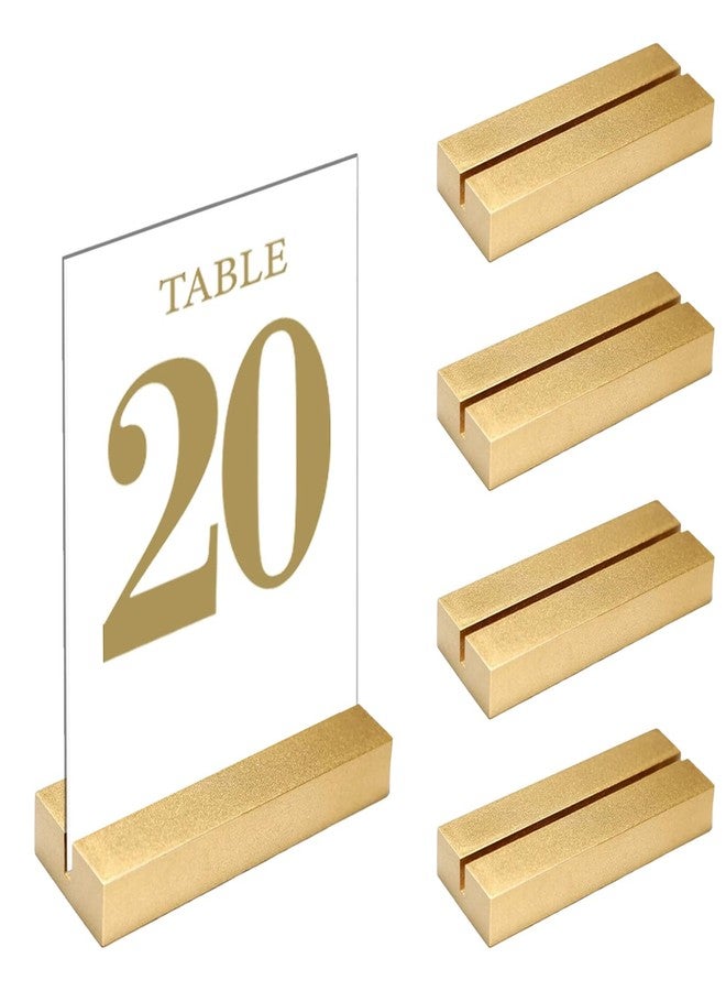 CUNGLIN Gold Table Number Place Card Holders Wood 4 Pack, Display Stands Holder for Acrylic Sign Holder Base Wedding Card Party Display Paper Pictures Clip Price Board Photos Memos Menus Labels Stand Frames - Image 1
