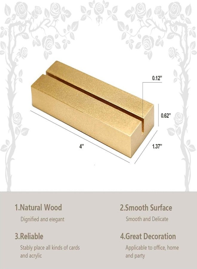 CUNGLIN Gold Table Number Place Card Holders Wood 4 Pack, Display Stands Holder for Acrylic Sign Holder Base Wedding Card Party Display Paper Pictures Clip Price Board Photos Memos Menus Labels Stand Frames - Image 2