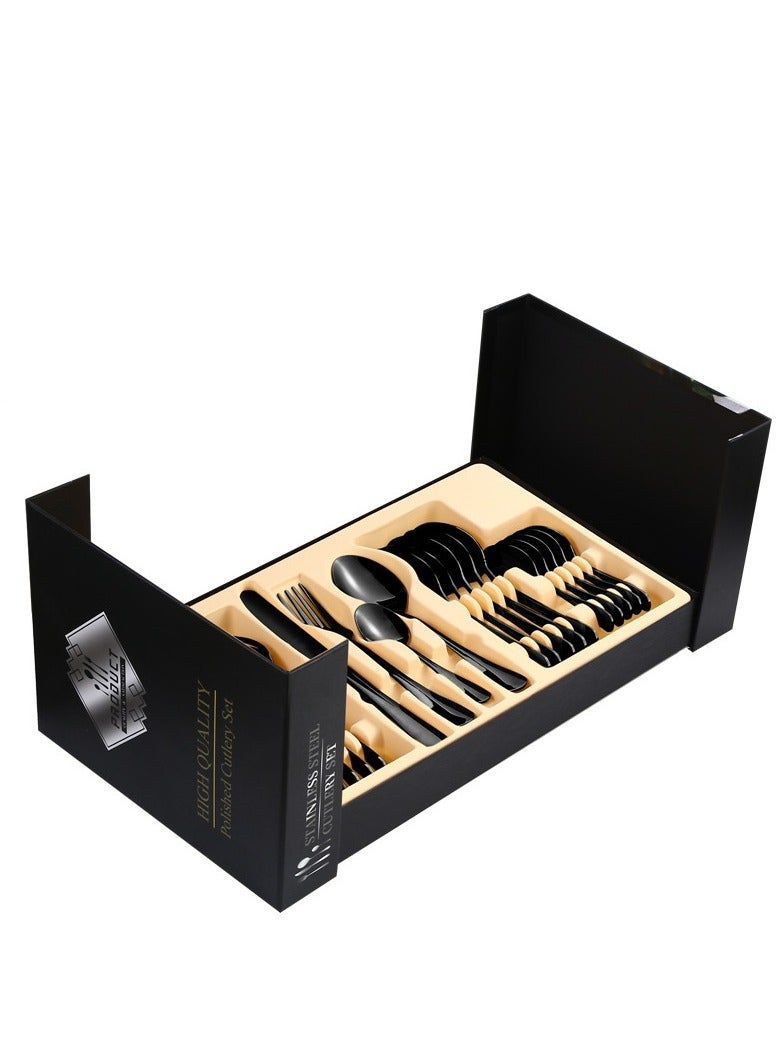 KUYING Stainless Steel Tableware Set Of 24 Pieces Western Knife Fork Spoon Set  - Image 1