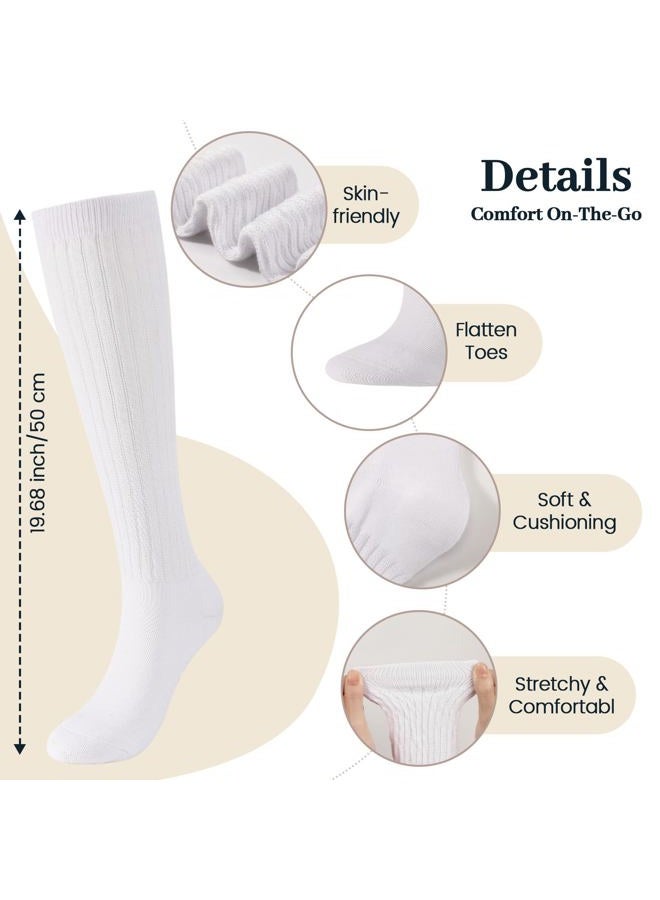 Pleneal 3 Pairs Slouch Socks for Women, Long Slouchy Scrunch Socks, Knit Chunky Boot Sock, White*3, One size - Image 3