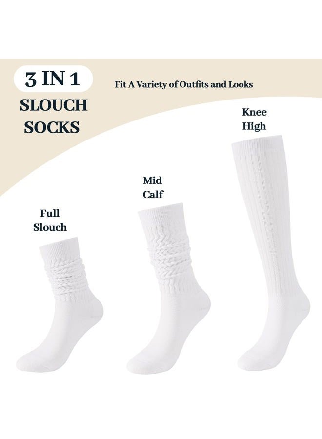 Pleneal 3 Pairs Slouch Socks for Women, Long Slouchy Scrunch Socks, Knit Chunky Boot Sock, White*3, One size - Image 2