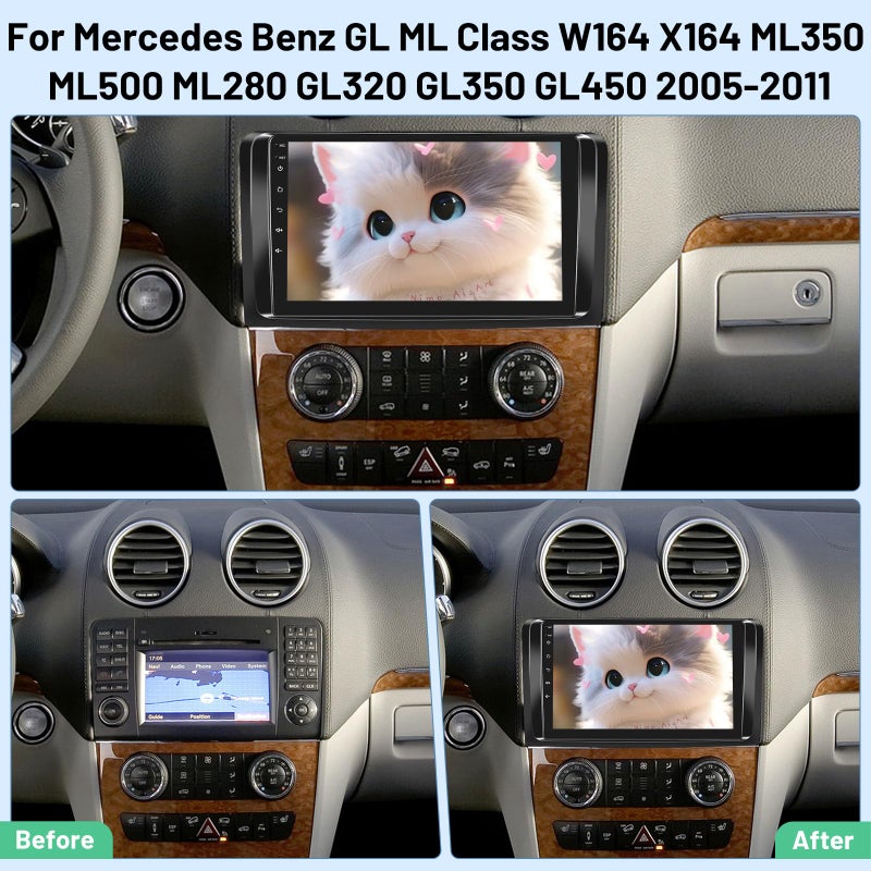EKAT [2G+64G] Radio for Mercedes Benz W164 X164 ML350 ML500 ML280 GL320 GL350 GL450 2005-2011 GL ML Class, Android 9 inch Touch Screen Car Stereo, Carplay/Android Auto/EQ Audio/1080P/SWC/Bluetooth - Image 2