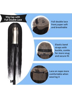 Kalyss 36 Box Braids Wigs Lace Front Braided Wigs With Baby Hair Square Knotless Braided Wig Black Embroidery Full Double Lace Braided Wigs For Black Women  - Image 3