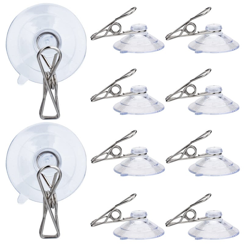 AccEncyc 24Pcs Suction Cup Clips for Windows 2 Suction Clips Clear Suction Cup Clamp Holder Suction Cup with Spring Clamps Sucker clamp Clip Window Swivel Clip with Suction Cup