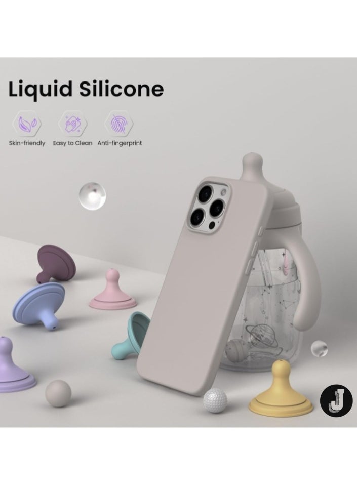 JAJEEK "New Soft Liquid Silicone Gel Case for iPhone 16 Pro Max – Full Body Shockproof Protection, Matte Finish & Soft Microfiber Lining (Grey)" - Image 3