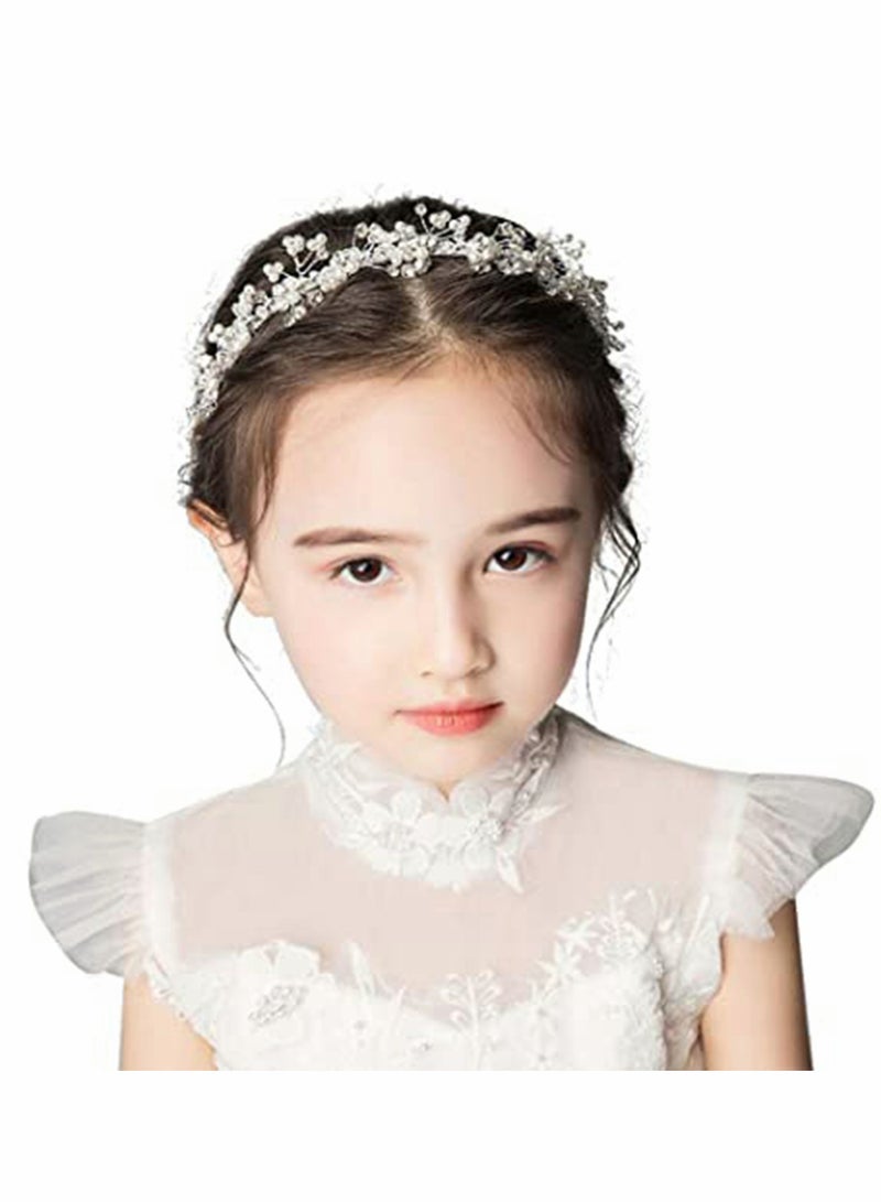 إسكدنيا Flower Girl Headband, Flower Wreath Headpieces Headband Handmade Hair Vine Princess Birthday Accessory Girls Wedding and Girls Wedding - Image 1