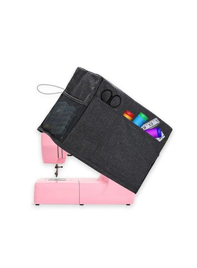 غطاء غبار قابل للطي لماكينة الخياطة مع جيوب تخزين، غطاء حما عالمي لماكينة الخياطة متوافق مع معظم الأجهزة (أسود) - Image 2