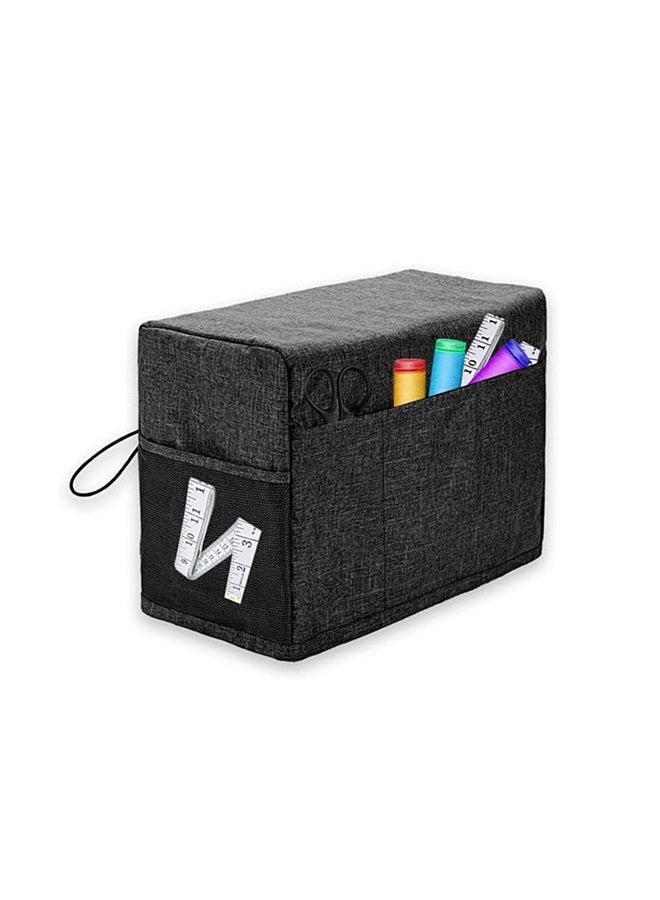 غطاء غبار قابل للطي لماكينة الخياطة مع جيوب تخزين، غطاء حما عالمي لماكينة الخياطة متوافق مع معظم الأجهزة (أسود) - Image 1