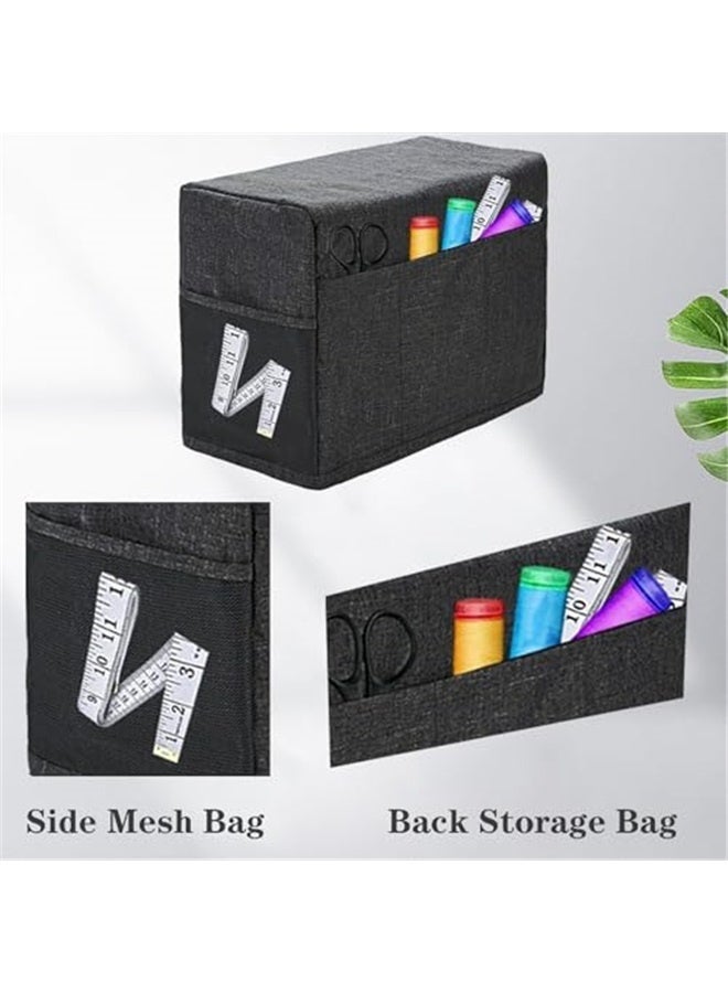 غطاء غبار قابل للطي لماكينة الخياطة مع جيوب تخزين، غطاء حما عالمي لماكينة الخياطة متوافق مع معظم الأجهزة (أسود) - Image 3