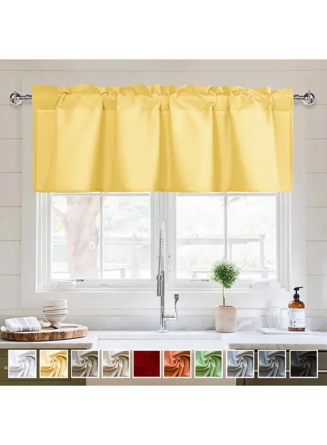 Yellow Rustic Polka Dot Sheer Curtain Light Filtering Rod Pocket 52W x 18L - Image 1
