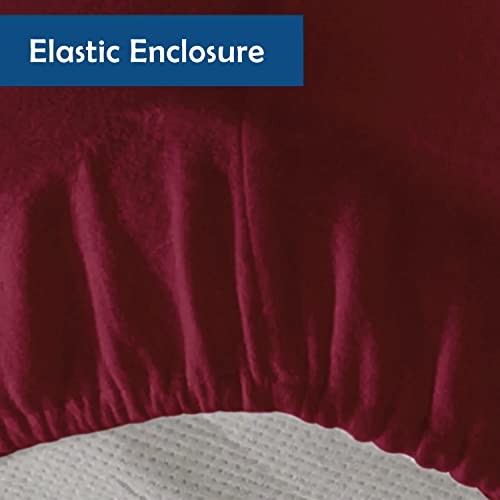 Sassoon Laika Diwan Bed Waterproof Mattress Protector 48x72 inch (4x6 Feet) | Pack of 1, Maroon Single Bed | Elastic Fitted Cotton Feel Terry Ultra Soft Breathable Hypoallergenic Mattress Cover - Image 5