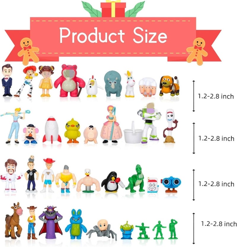 NLIEOPDA 36 Pack Anime Figurines Set - Woody Doll, Buzz Lightyear Toy, PVC Figures - Image 2