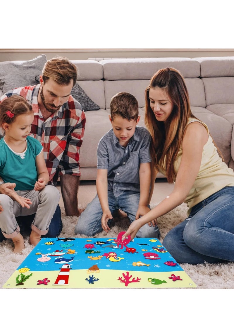 Felt Story Board with Hook Preschool Felt Board Reusable Felt Farm Board Story Set Interactive Toy Set Wall Hanging for Kids Toddlers Gift 40.5×29.5in - Image 2