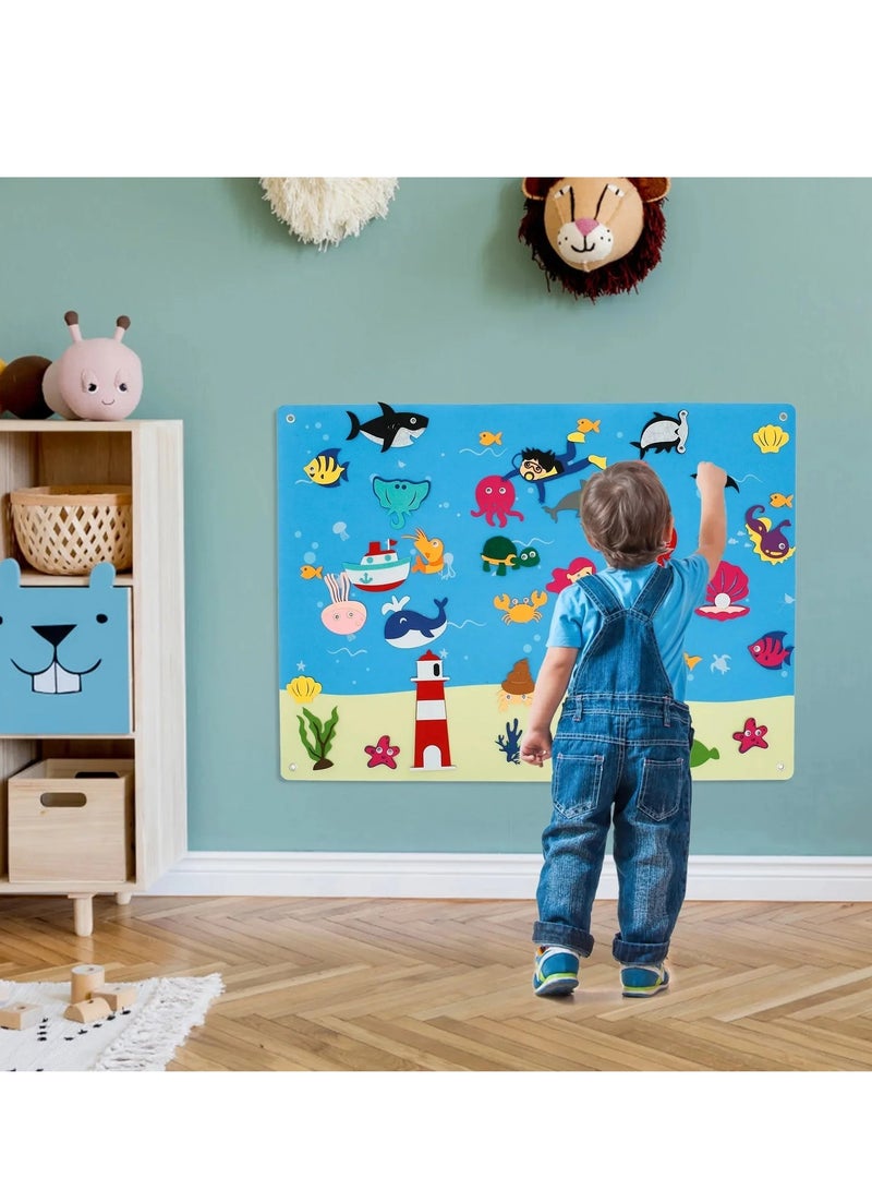 Felt Story Board with Hook Preschool Felt Board Reusable Felt Farm Board Story Set Interactive Toy Set Wall Hanging for Kids Toddlers Gift 40.5×29.5in - Image 5