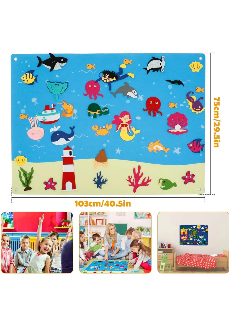 Felt Story Board with Hook Preschool Felt Board Reusable Felt Farm Board Story Set Interactive Toy Set Wall Hanging for Kids Toddlers Gift 40.5×29.5in - Image 3
