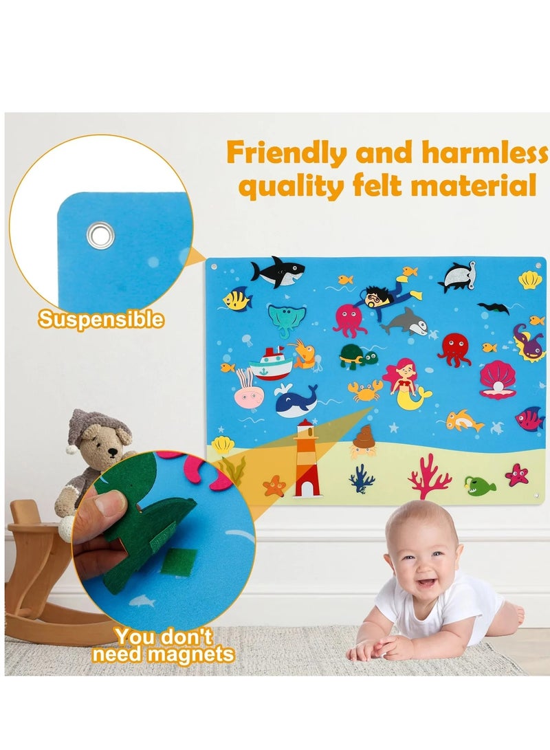 Felt Story Board with Hook Preschool Felt Board Reusable Felt Farm Board Story Set Interactive Toy Set Wall Hanging for Kids Toddlers Gift 40.5×29.5in - Image 4