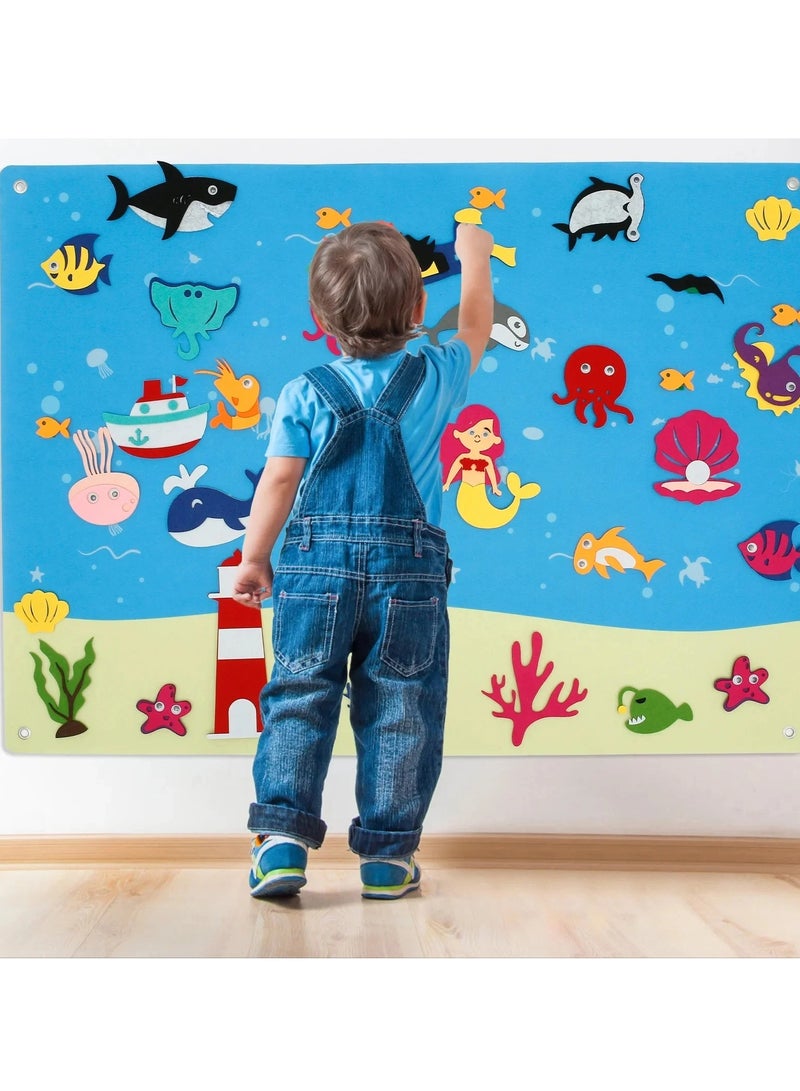 Felt Story Board with Hook Preschool Felt Board Reusable Felt Farm Board Story Set Interactive Toy Set Wall Hanging for Kids Toddlers Gift 40.5×29.5in - Image 1