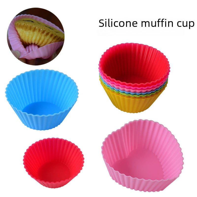 Thick Round Heart 7cm Silicone Muffin Cups Blue 
