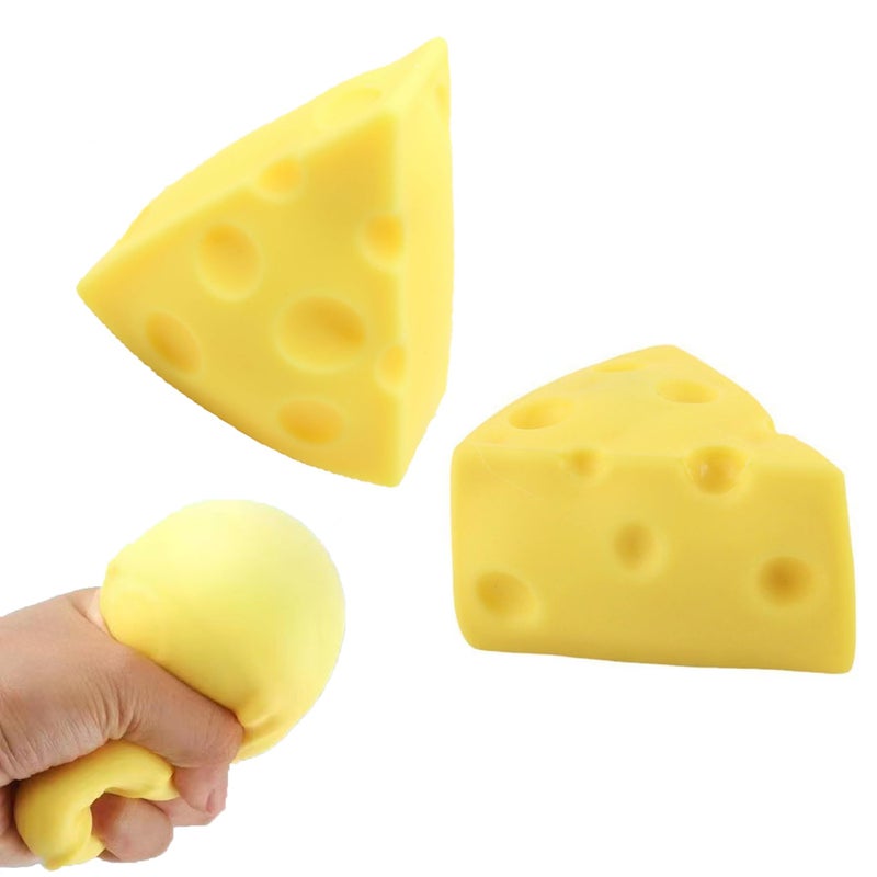 Holgosiu Cheese Squishy Toys Squeeze Cheese Stress Ball Squishy Cheese Fidgets Cheesecake Toys Sensory Squishy Miniatures Novelty Toy 2Pcs - Image 3